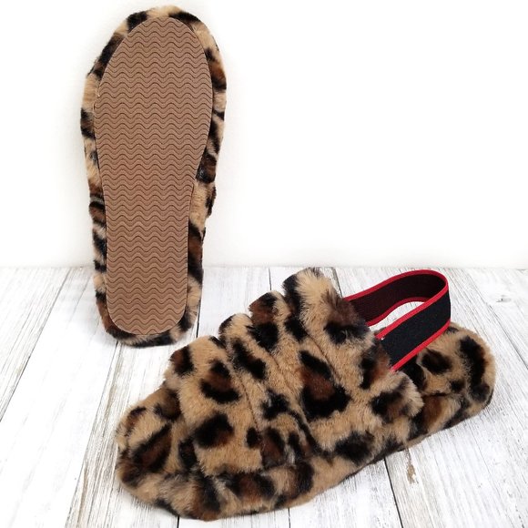 Cozy Leopard Print Faux Fur Slippers - Picture 4 of 6